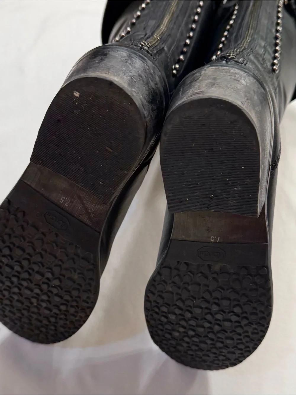 Vintage Black Leather Fold Over Boots
